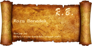 Rozs Benedek névjegykártya
